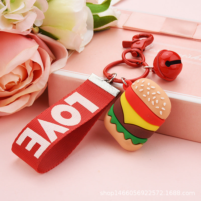 Wholesale Creative Food Simulation Fries Popcorn Keychain Small Pendant Soft Glue